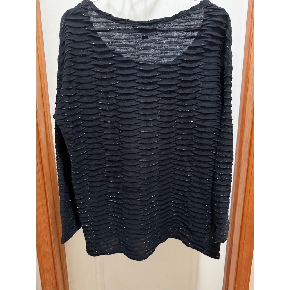 Rock & Republic Women Black Textured Metallic Knit Long Sleeve Top Size L - Picture 2 of 6